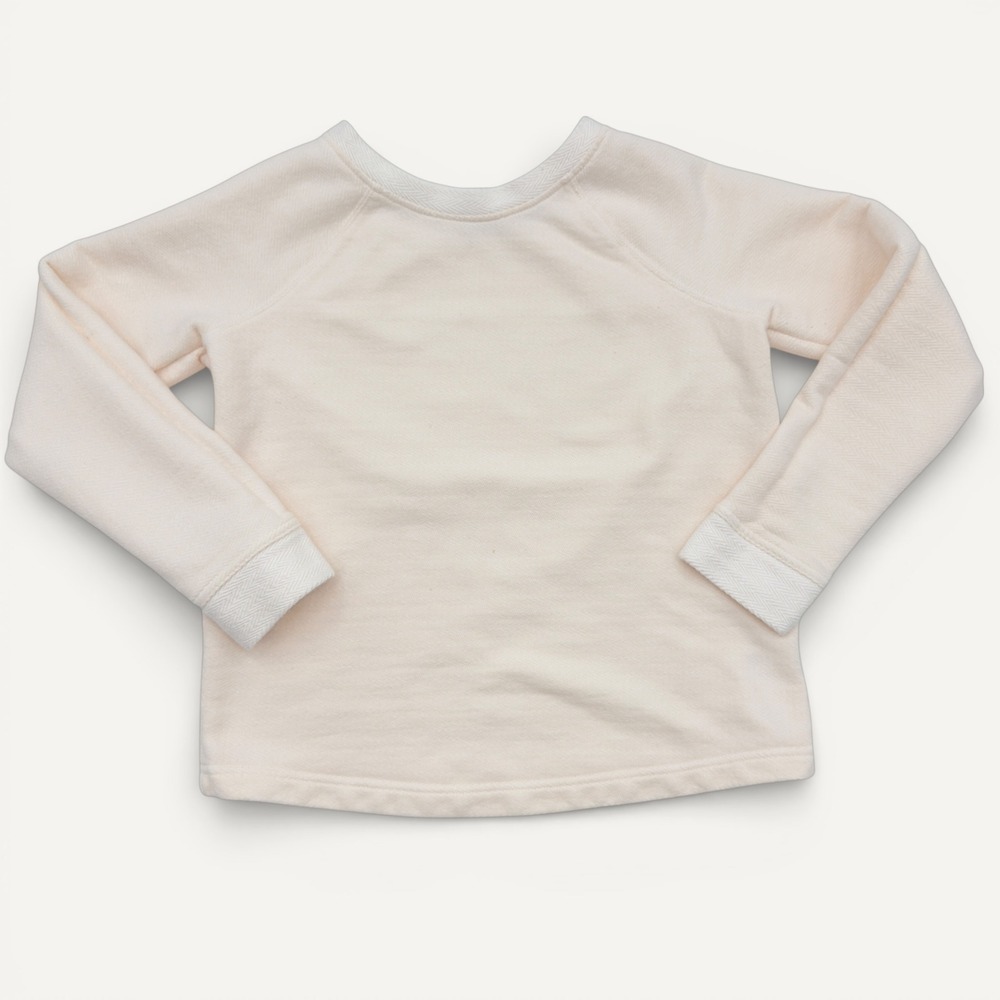 Orvis Womens XS Cream Herringbone Textured 100% Cotton Raglan Sweatshirt Preppy - Picture 2 of 10